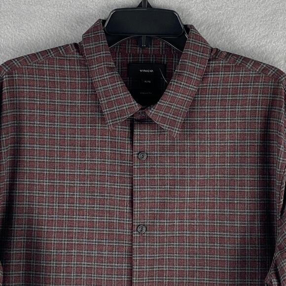 Vince Men's XL Classic Fit Flannel Button-Up Shirt Long Sleeve Check Print NEW - Picture 3 of 13
